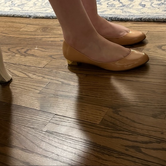 J.Crew Janey Metallic Gold Heel Ballet Flats in Patent Nude. Real Leather. - Picture 8 of 15